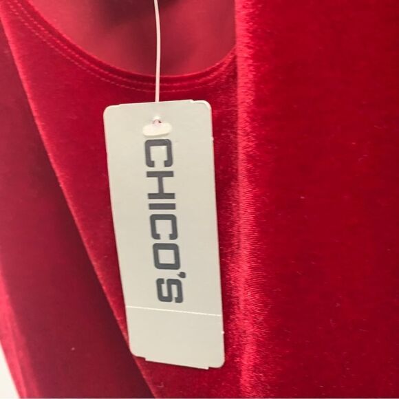 Chico’s NWTCrimson Red Scoop Neck Velvet Loose Fit Tank Top Chico’s Size 3 (XL) - Picture 2 of 8